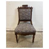 Victorian East Lake Carved Walnut Parlor Chair
