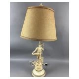 Vtg French Art Nouveau Figural Table Lamp