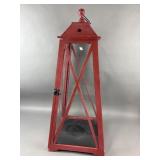 Decorative Red Pillar Candle Lantern