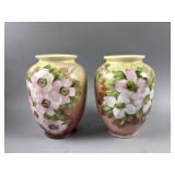 Vtg Hand Painted Cabinet Vases