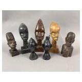 Vtg African Hand-Carved Wooden Tribal Heads