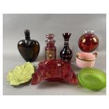 Vintage Ruby Red Bohemian Style Glass Vase & More