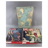 Vintage Life Magazines & National Geographic Atlas