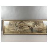 Vintage Silk Embroidery Bridge Landscape Wall Art