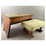 Antique Wooden Rocking Gout Footstool & More