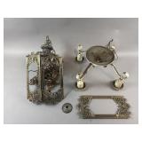 Vintage Brass Lamp Fixture & 4 Arm Chandelier