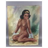 1971 Vintage Nude Pin Up Painting