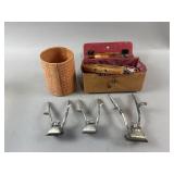 Vtg Shoe Polishing Kit, Hand Hair Clippers & More