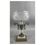 Vintage Cut Crystal, Brass and Marble Centerpiece