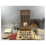 Vintage Washboard, Canteen, Cigar Box & More