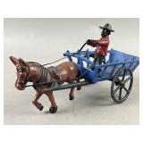 Black Americana Cast Iron Farmer w/Donkey Cart