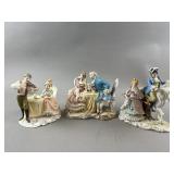 Vtg Artmark Porcelain Bisque Statues & Music Box