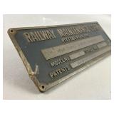 Railway Maintenance Corp. Brass Patents Plaque