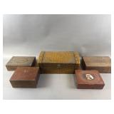 Vintage Cigar Boxes & Alligator Skin Style Trunk