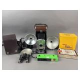 Vtg Polaroid Land Camera, Flashholders & More