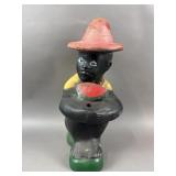 Vtg Black Americana Concrete Painted Garden Statue