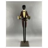 Vtg Black Americana Cast Iron Butler Ashtray Stand