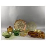 Vtg Amber, Marigold Carnival, & Green Tableware