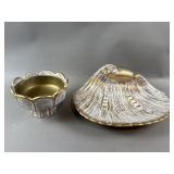 Vintage Royal Haeger Sea Shell Dish & Gold Tweed