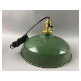 Vtg Green Porcelain Industrial Gas Station Light
