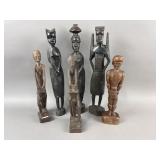 Vtg Hand-Carved African Tribal Wooden Figures
