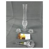 Waterford Vase, Wine Cork, and Swarovski Candle