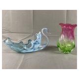 Hand Blown Swan & Vase