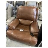BROWN LEATHER POWER RECLINER