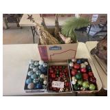 CHRISTMAS ORNAMENTS - BURLAP TREES - SNOWMAN