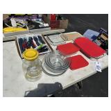 GLASS PANS W/LIDS - FLATWARE - GLASS BOWLS