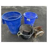 BLUE TRASH CANS