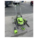 GREENWORKS BATTERY POWERED PRO PUSH MOWER & TOOLS