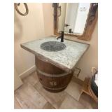 WHISKEY BARREL SINK & GALVANIZED COUNTERTOP