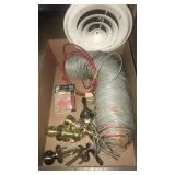 Misc lot of wire, door knobs, ceiling vent cover,