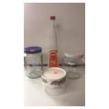 4 Glass canisters & jars.