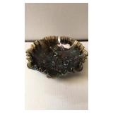 Carnival Glass footed 8" glass bowl.