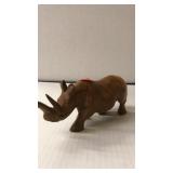 Hand Carved wood Rhinoceros sculpture. Made in