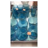 Lot of 14 blue glasses.