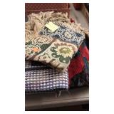 Lot of 3 textiles.  Table topper. Checkers/ tic
