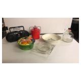 Lot of Vintage Glassware, Small Radio, and more