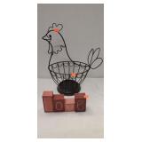 Metal Rooster Basket & Wood Blocks "Love"
