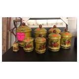 8 Ceramic Decorative Jars  (1 missing lid)