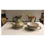 Decorative Tea Seat - Pot, Cups, and Mug