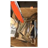 Lot of misc tools. Drywall. Wallpaper. Scrapers.