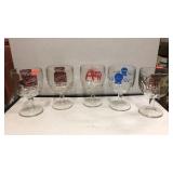 5 cnt of Assorted Beer Glasses Vintage