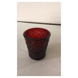 Ruby Red basket weave toothpick holder/ tea light