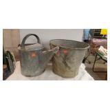 Galvanized Bucket & Water Can (Hoke in Bottom of