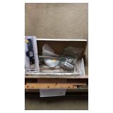 Mixed lot. Wine rack kit. Strike plate. Bath