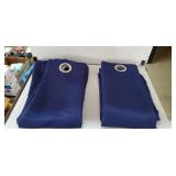 2 Curtain Panels Navy Blue Grommet Style