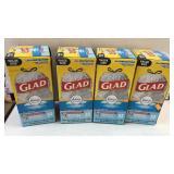 4 boxes Glad.  Kitchen 13 gallon bags. 32 bags /